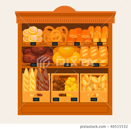 Showcase, stand or stall with bread and pastry 40515532