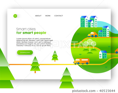 Green city eco friendly web landing page design - Stock Illustration ...