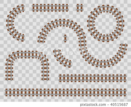 Creative vector illustration of curved railroad isolated on background. Straight tracks art design 40515687