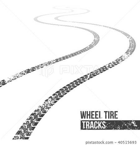 Creative vector illustration of wheel tire tracks. Winding trace art design. Abstract concept 40515693