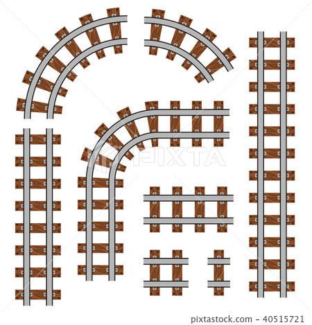 Creative vector illustration of curved railroad isolated on background. Straight tracks art design 40515721