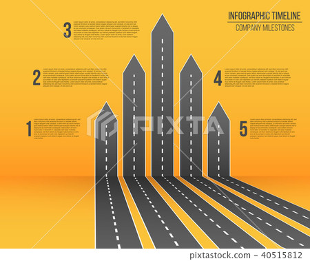 Creative vector illustration of 3D arrow roads map. Art design business and journey infographic Creative vector illustration of 3D arrow roads map. Art design business and journey infographic 40515812
