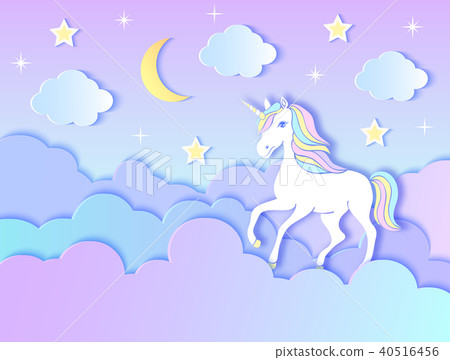 unicorn, clouds,moon and stars unicorn, clouds,moon and stars 40516456