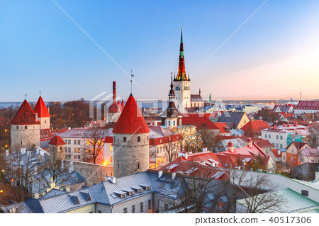 Aerial view of old town in Tallinn, Estonia 40517306