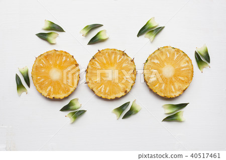 Slices of pineapple with leaf isolated. Slices of pineapple with leaf isolated. 40517461