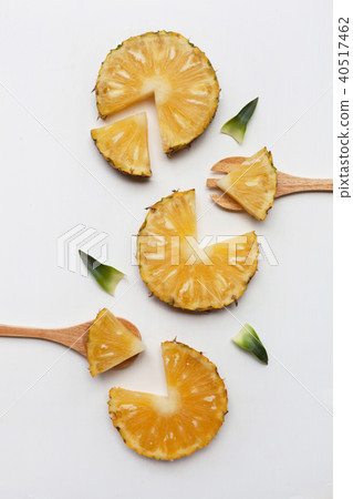 Slices of pineapple with leaf isolated. Slices of pineapple with leaf isolated. 40517462