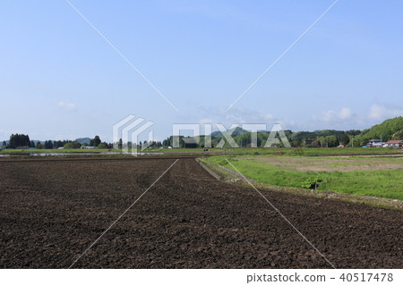 Countryside landscape Field Soil Blue Sky Mountain Countryside landscape Field Soil Blue Sky Mountain 40517478