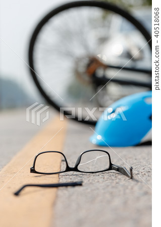 Accident car crash with bicycle on road Accident car crash with bicycle on road 40518068