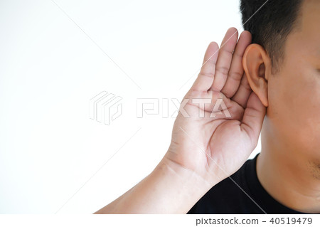 Young man hearing loss sound waves simulation Young man hearing loss sound waves simulation 40519479