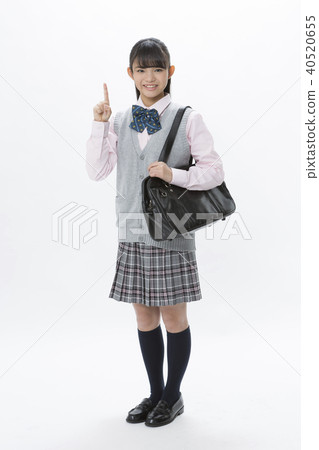 Female college student who stands index finger 40520655