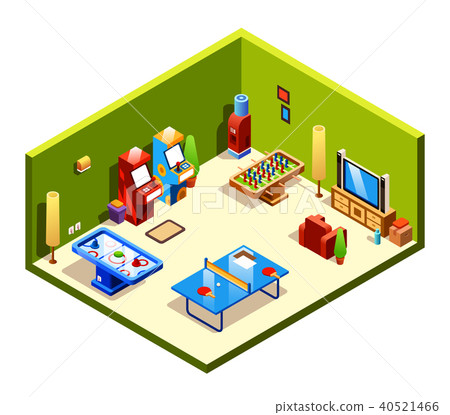 Vector isometric recreation entertainment room Vector isometric recreation entertainment room 40521466
