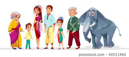 Vector cartoon thai family asian characters set. 40521468
