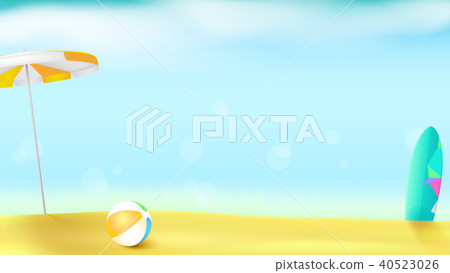 Horizontal summer background with sun umbrella 40523026