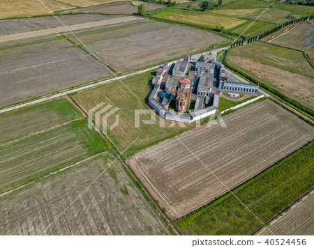 rice farmed fields in italy aerial view rice farmed fields in italy aerial view 40524456