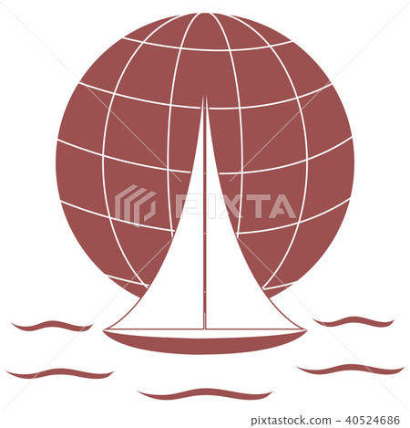 Stylized icon of a colored yacht, sailing over the - Stock Illustration ...