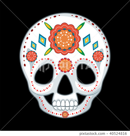 插圖素材: mexican sugar skull on white background