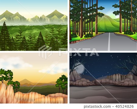 Background scenes with trees in mountain - Stock Illustration [40524826 ...