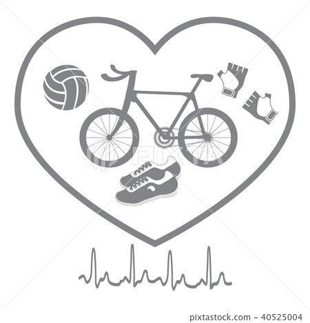 Stylized icon symbolizing love for sport 40525004