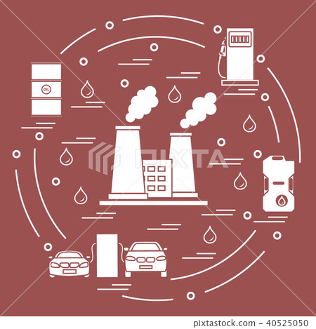 refinery plant with smoking chimneys, canister of 40525050