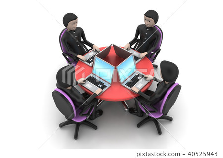 businessmen around a table looking at laptops businessmen around a table looking at laptops 40525943