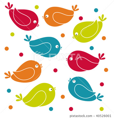 Cute picture with colorful cartoon birds Cute picture with colorful cartoon birds 40526001