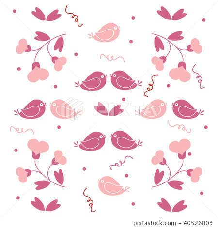Cute picture with colorful cartoon birds 40526003