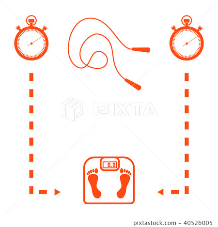 Stylized icon of the with scales, two stopwatch, Stylized icon of the with scales, two stopwatch, 40526005
