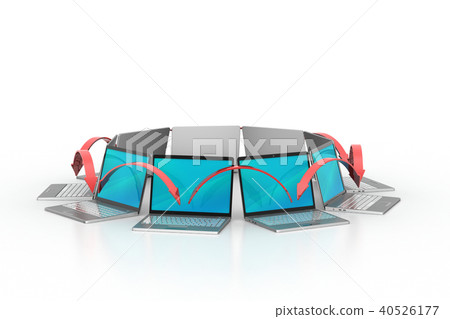 Laptop networking circle - Stock Illustration [40526177] - PIXTA