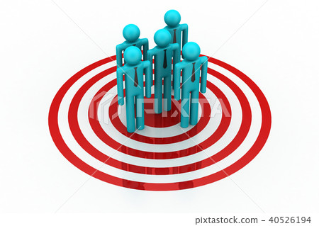 3d people standing on the dart board 40526194