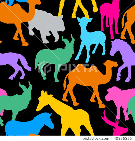 Silhouette of colorful wild animals. 40526536