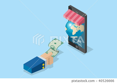 business hand holding banknote with smartphone business hand holding banknote with smartphone 40526666