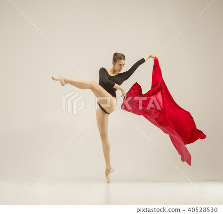 Modern ballet dancer dancing in full body on white studio background. Modern ballet dancer dancing in full body on white studio background. 40528530