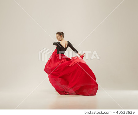 Modern ballet dancer dancing in full body on white studio background. Modern ballet dancer dancing in full body on white studio background. 40528629