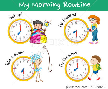 Morning routines with clocks and children 40528642