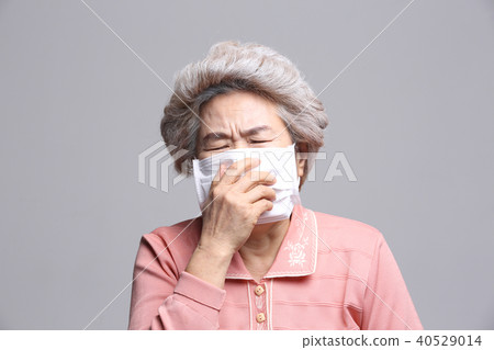 亞洲的面部表情，高級，中年，老人，祖母，面具，細塵，健康 40529014