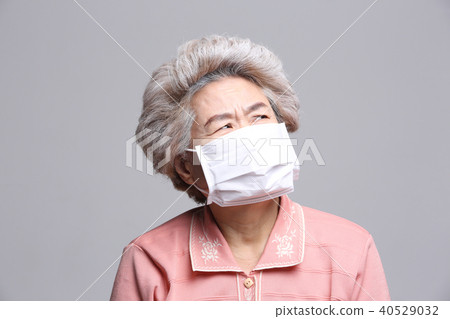亞洲的面部表情，高級，中年，老人，祖母，面具，細塵，健康 40529032