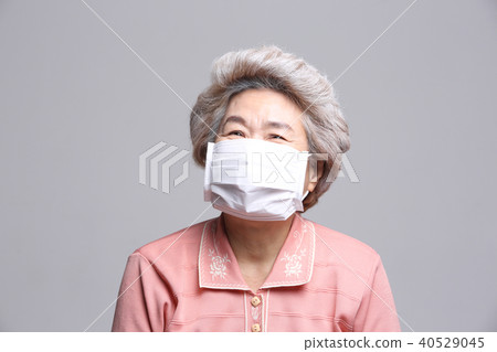 亞洲的面部表情，高級，中年，老人，祖母，面具，細塵，健康 40529045