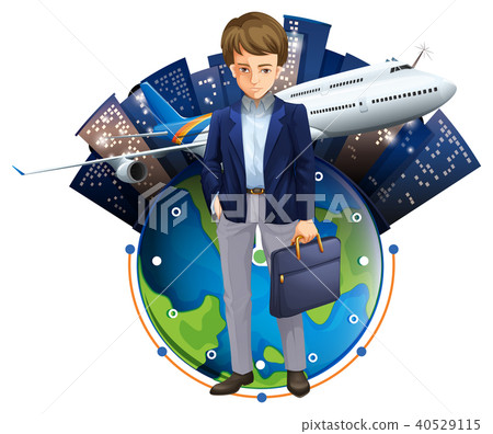 A Businessman illustration with buidings 40529115