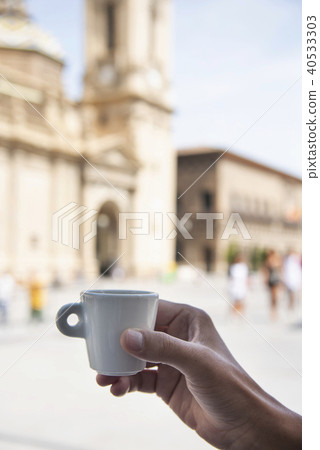 man having a coffee in Zaragoza, Spain 40533303