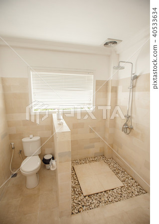 Light small bathroom with toilet and shower Light small bathroom with toilet and shower 40533634