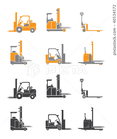 Set icons of loader equipment isolated on white. Set icons of loader equipment isolated on white. 40534572