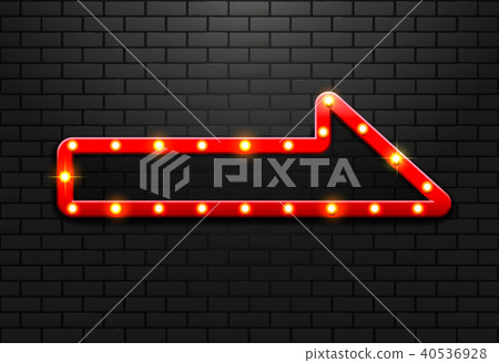 frame light sign arrow retro on background brick frame light sign arrow retro on background brick 40536928