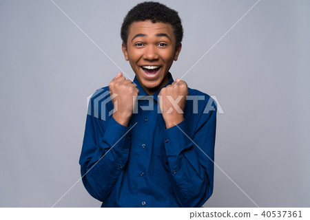 African American teenager in denim shirt African American teenager in denim shirt 40537361