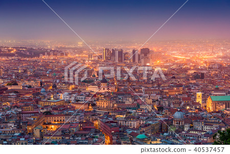 Aerial night view of streets of Naples, Italy Aerial night view of streets of Naples, Italy 40537457