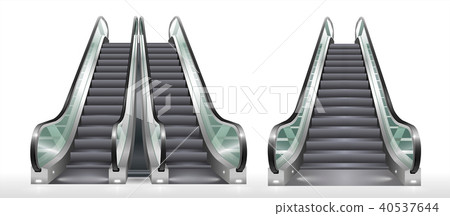 Escalator with transparent glass 40537644