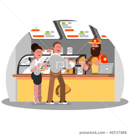 Man and woman buys mexican food 40537866