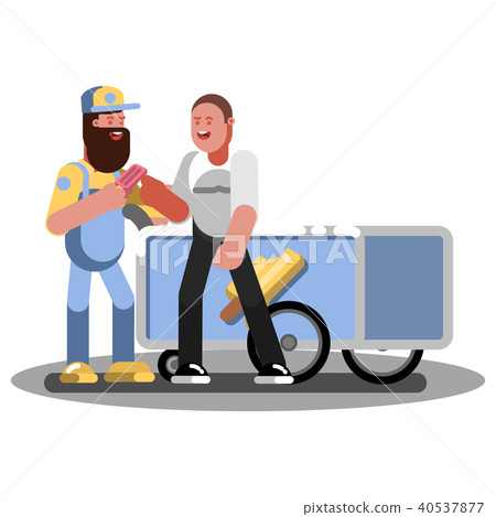Man buys ice crem in trolley 40537877