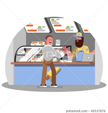 Man buys an ice cream on food court Man buys an ice cream on food court 40537878