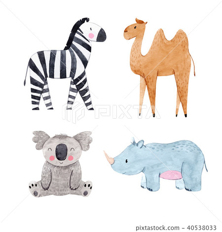 Watercolor animal vector set 40538033