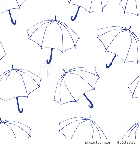 Seamless pattern with doodle umbrellas. For fabric 40538533